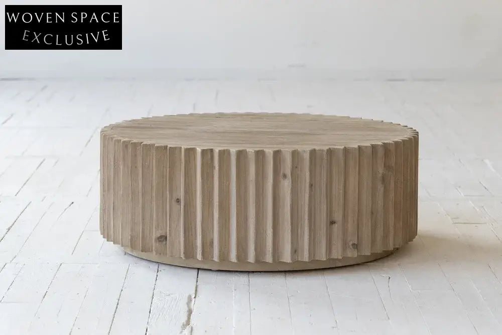 Elegant Round Wooden Coffee Table - Designer Solid Pine Centerpiece Furniture