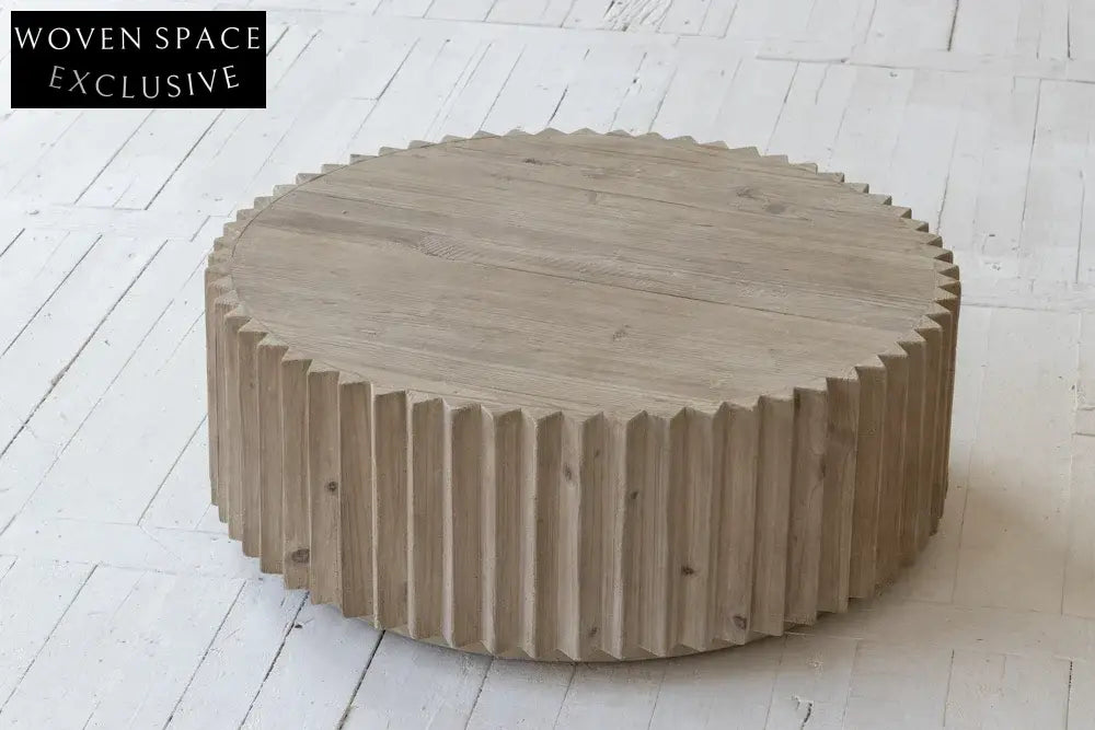 Elegant Round Wooden Coffee Table - Designer Solid Pine Centerpiece Furniture