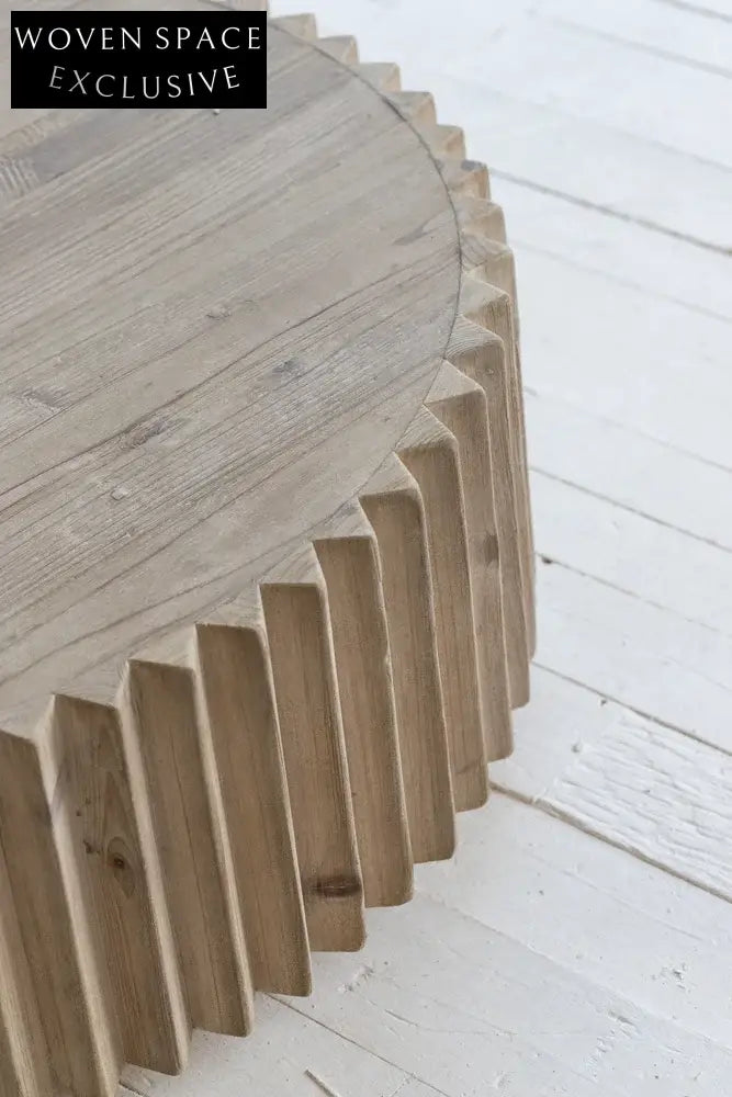 Elegant Round Wooden Coffee Table - Designer Solid Pine Centerpiece Furniture