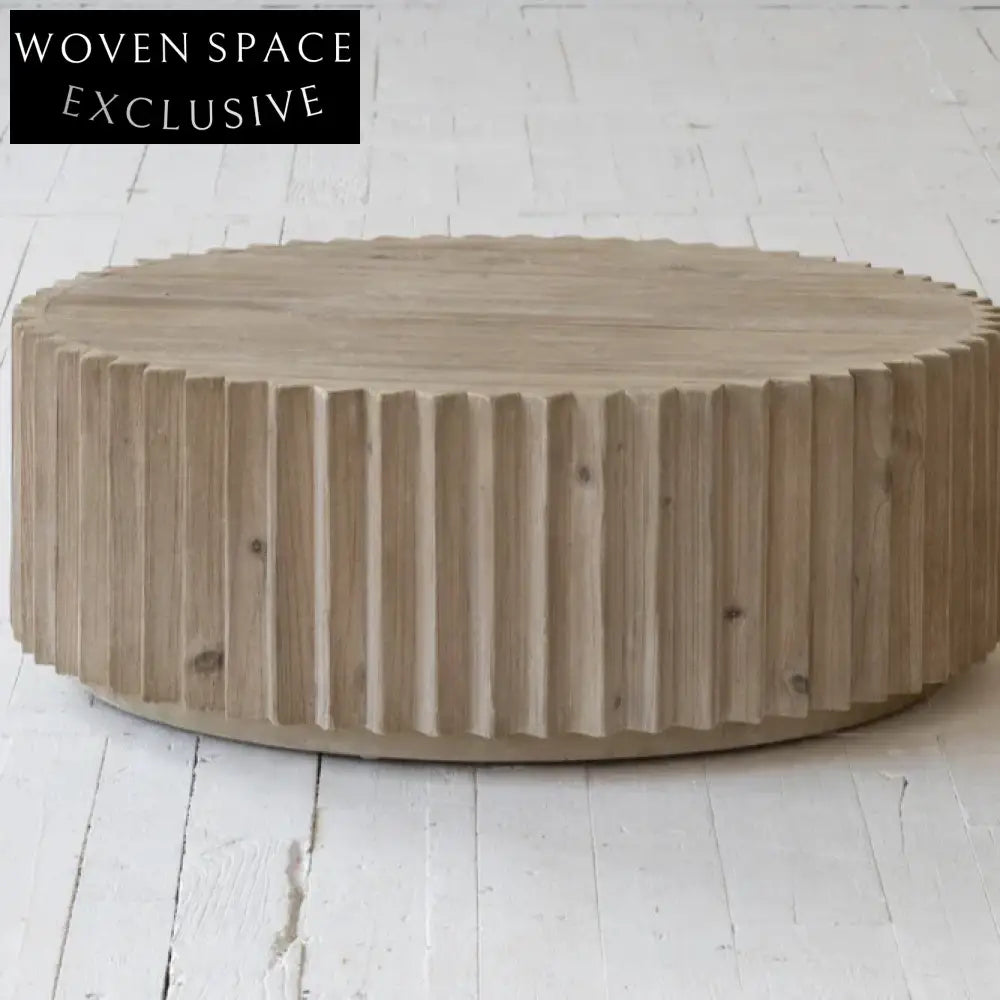 Elegant Round Wooden Coffee Table - Designer Solid Pine Centerpiece Furniture