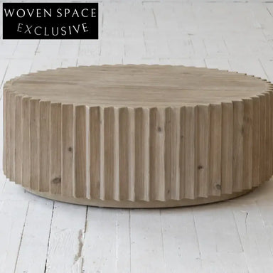Elegant Round Wooden Coffee Table - Designer Solid Pine Centerpiece Furniture