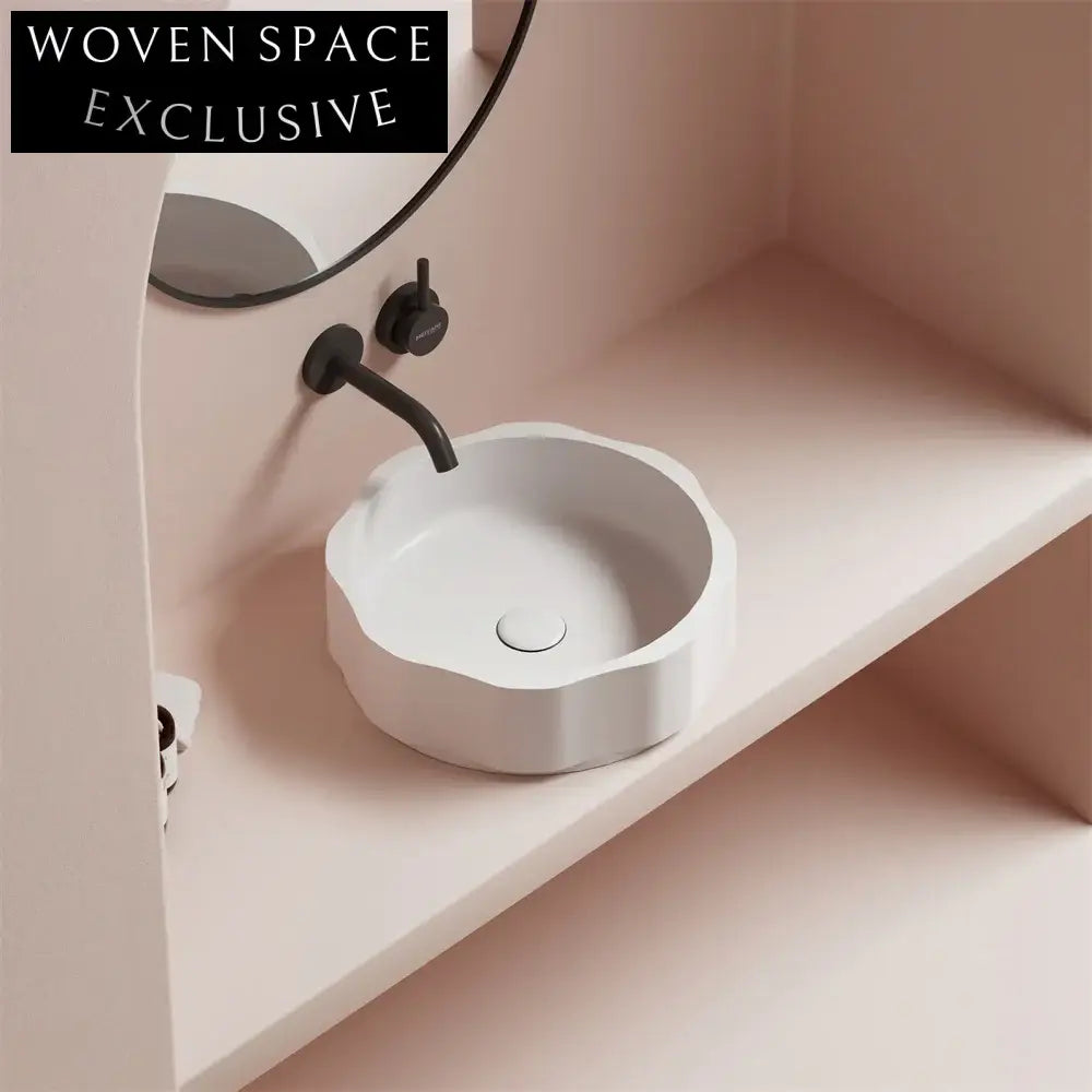 Elegant Round Solid Surface Bathroom Sink - Modern Macaron Color Artificial Stone Vessel