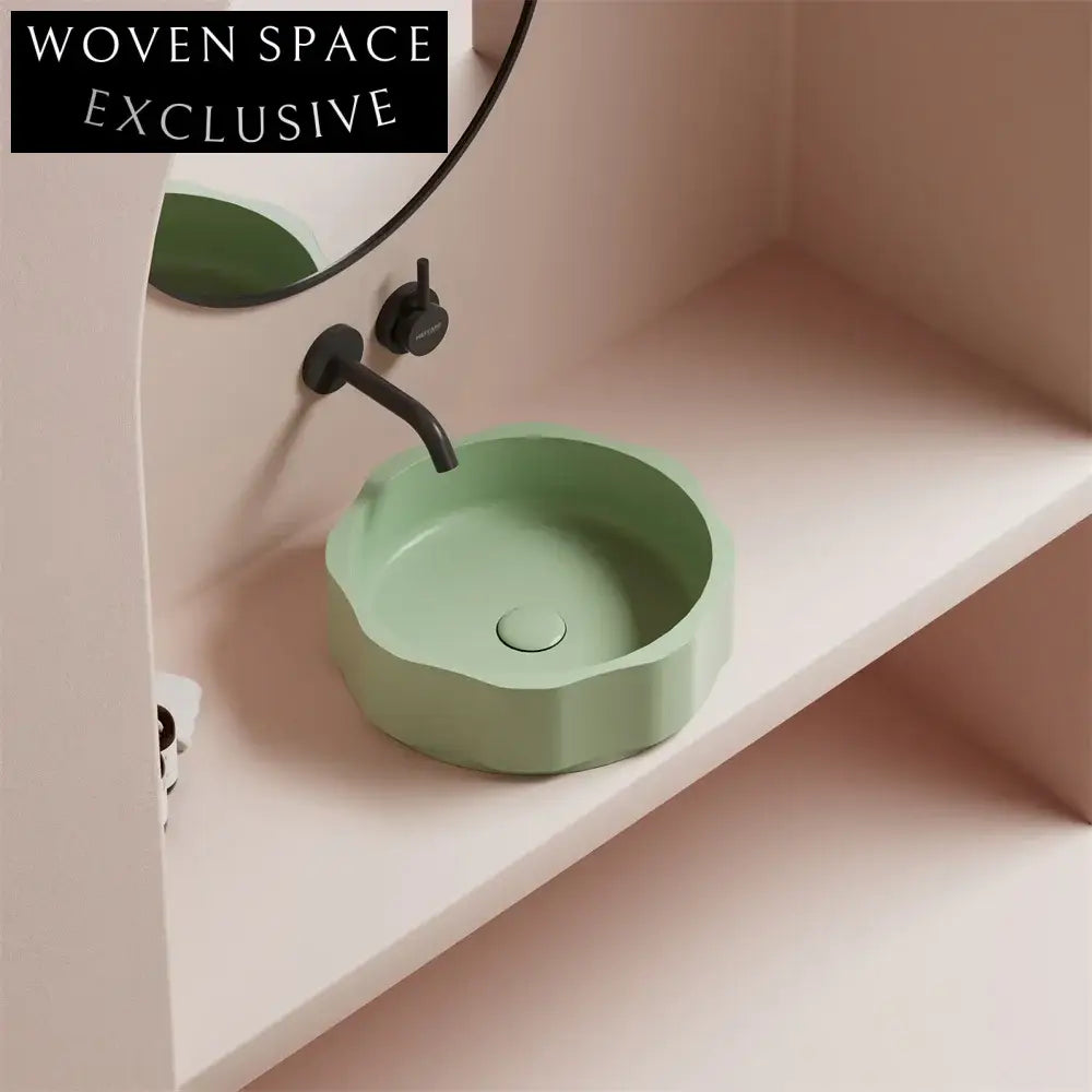 Elegant Round Solid Surface Bathroom Sink - Modern Macaron Color Artificial Stone Vessel