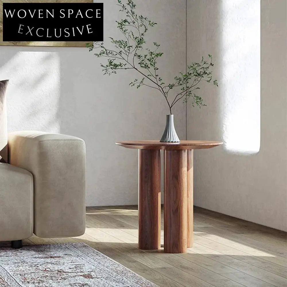 Elegant Round Solid Wood Living Room Patio Coffee Table, Modern Design