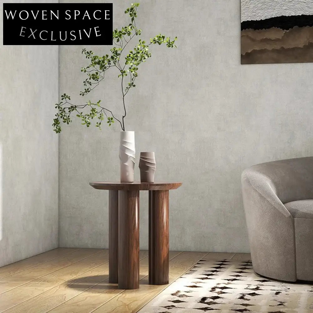 Elegant Round Solid Wood Living Room Patio Coffee Table, Modern Design