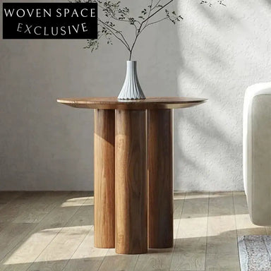 Elegant Round Solid Wood Living Room Patio Coffee Table, Modern Design