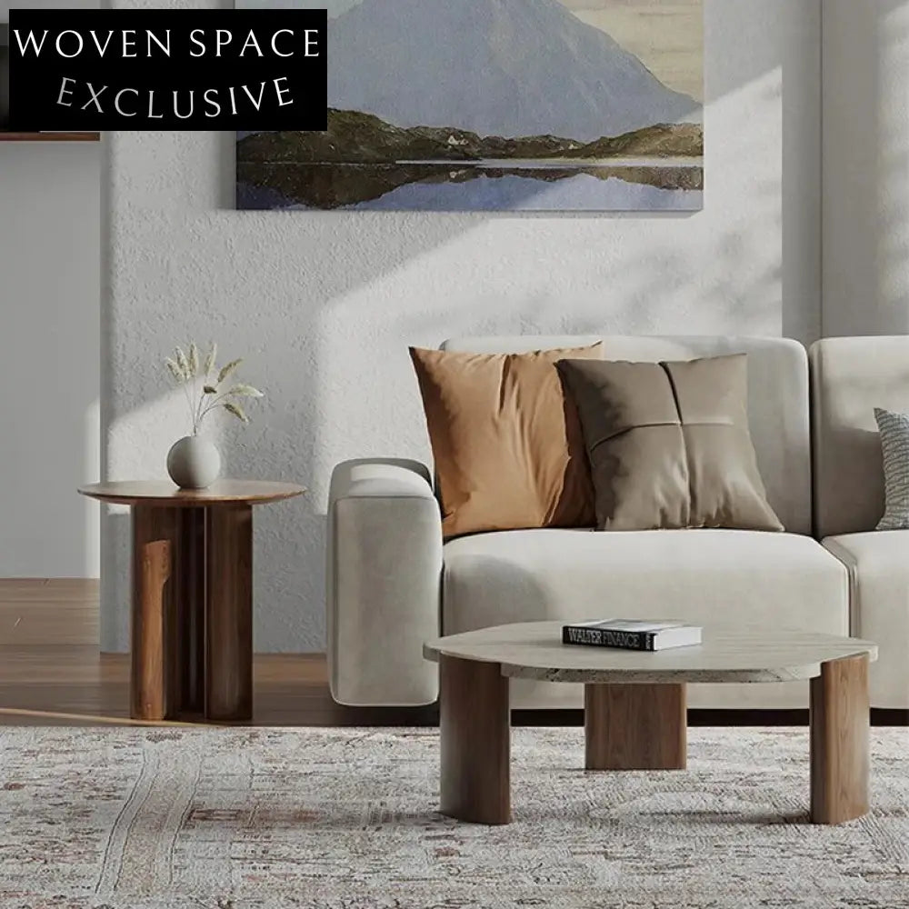 Elegant Round Solid Wood Living Room Patio Coffee Table, Modern Design