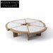 Elegant Round Solid Wood Slate Top Modern Living Room Coffee Table