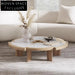 Elegant Round Solid Wood Slate Top Modern Living Room Coffee Table