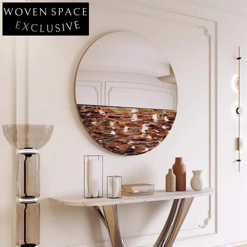 Elegant Round Stainless Steel Metal Wall Art Decor for Modern Home Living Room