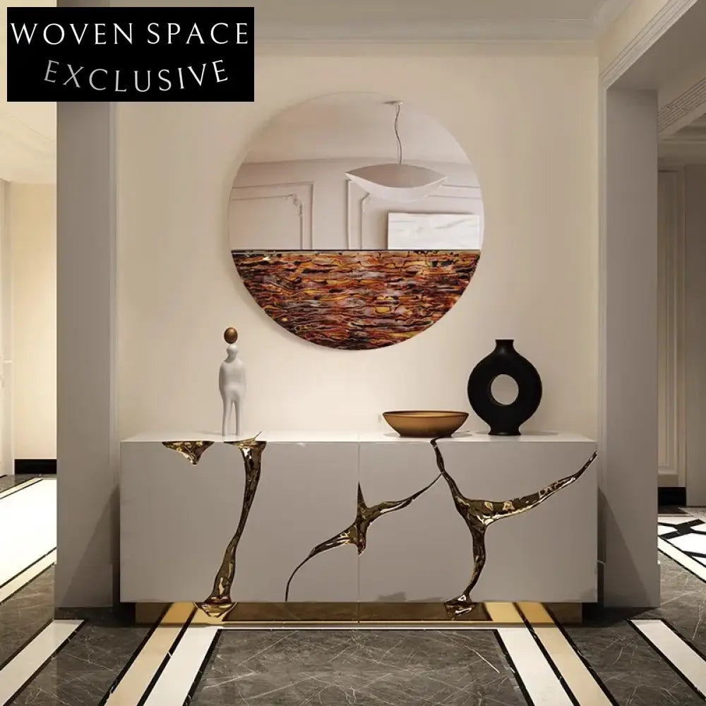 Elegant Round Stainless Steel Metal Wall Art Decor for Modern Home Living Room
