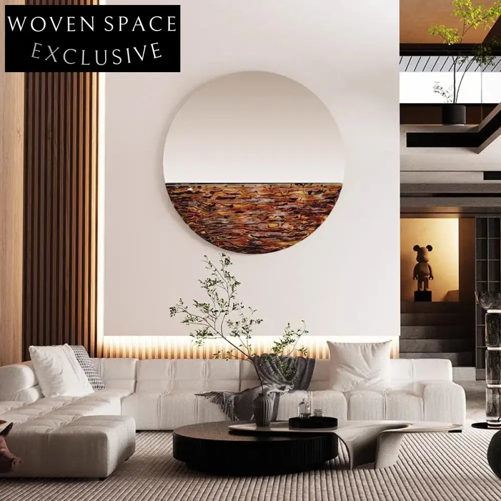 Elegant Round Stainless Steel Metal Wall Art Decor for Modern Home Living Room