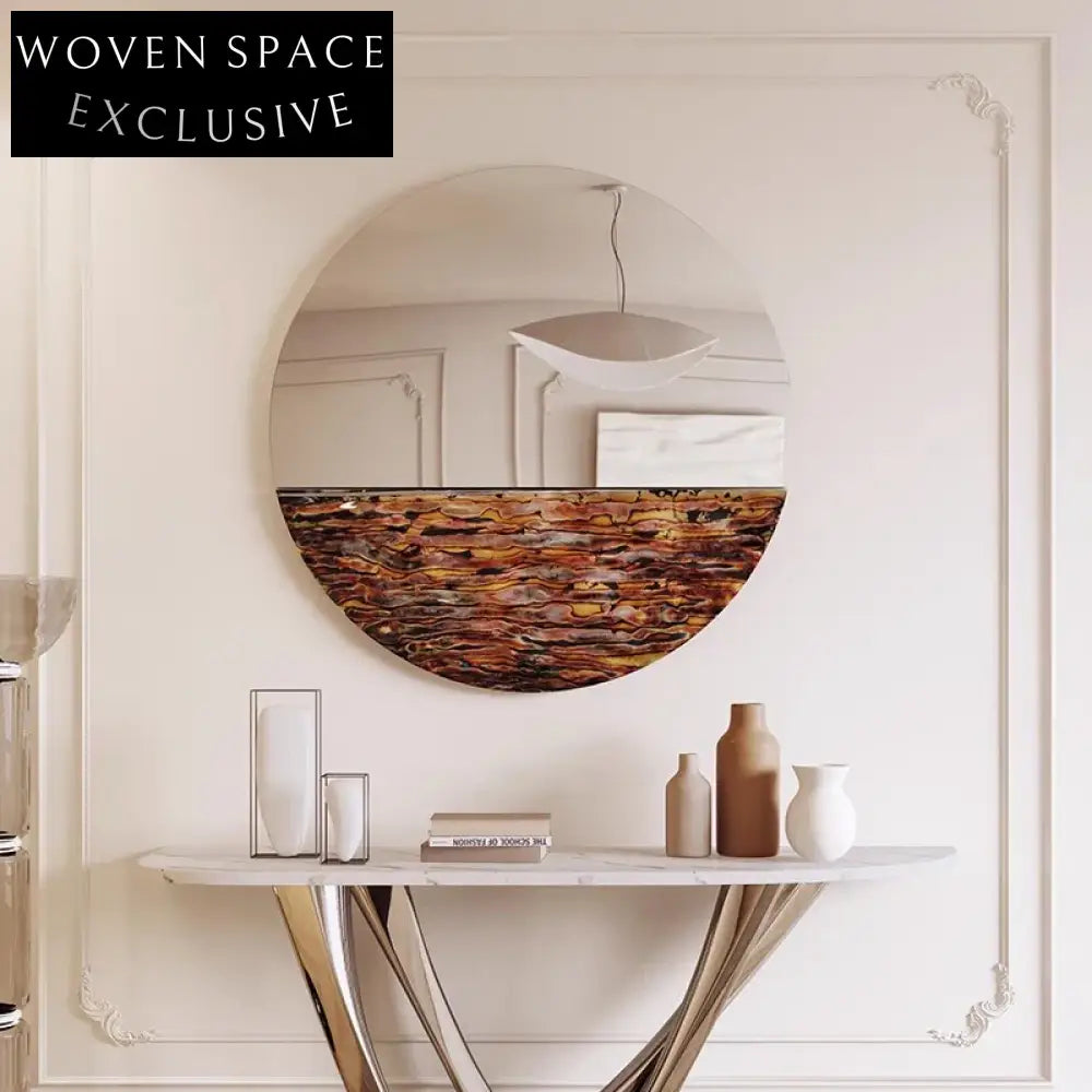 Elegant Round Stainless Steel Metal Wall Art Decor for Modern Home Living Room