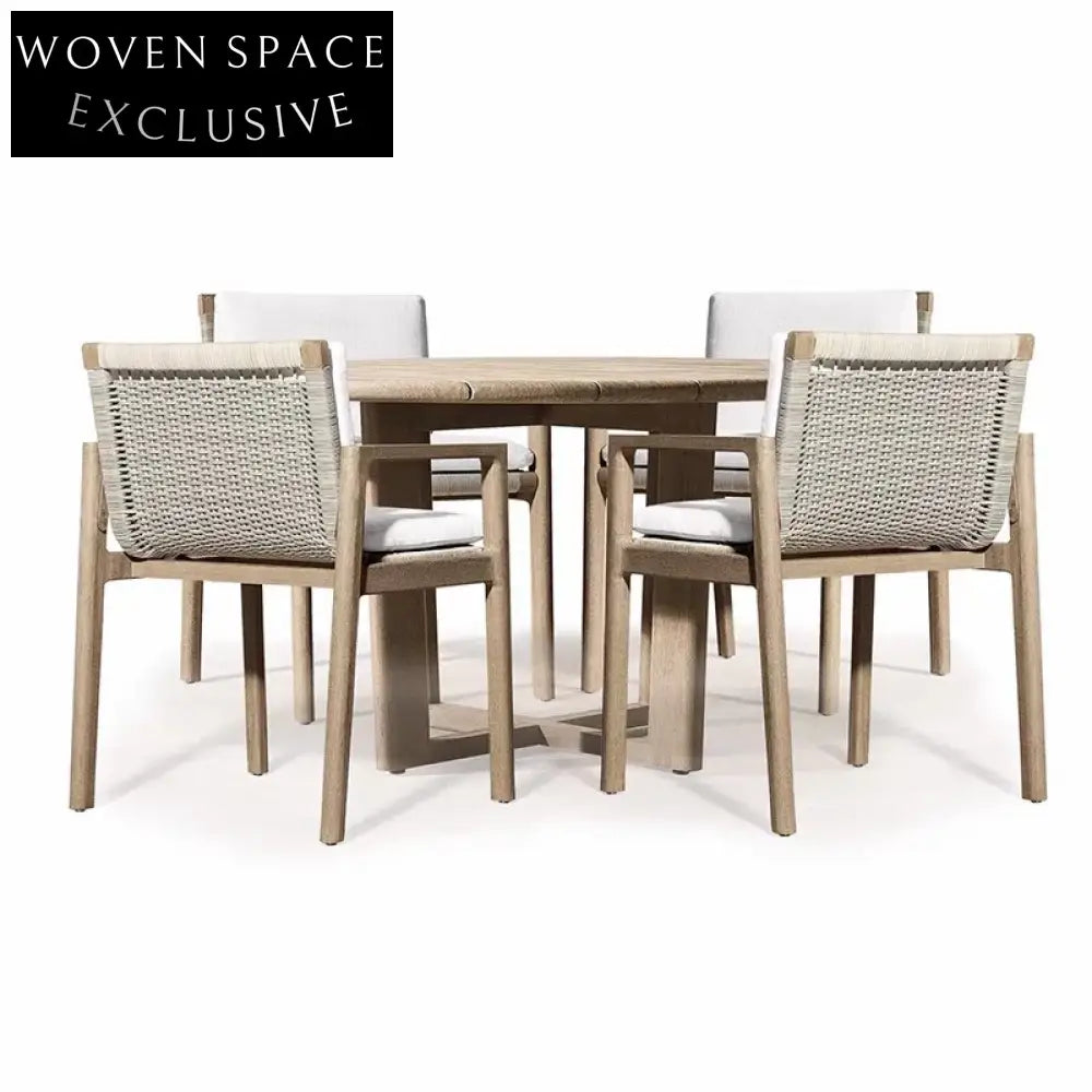 Elegant Round Teak Outdoor Dining Table for Patio Garden Balcony Restaurant