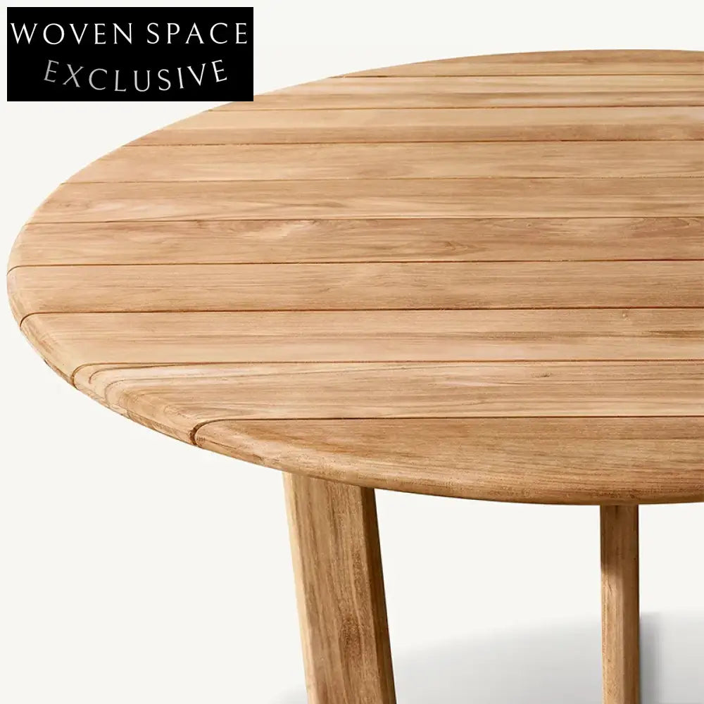Elegant Round Teak Outdoor Dining Table for Patio Garden Balcony Restaurant