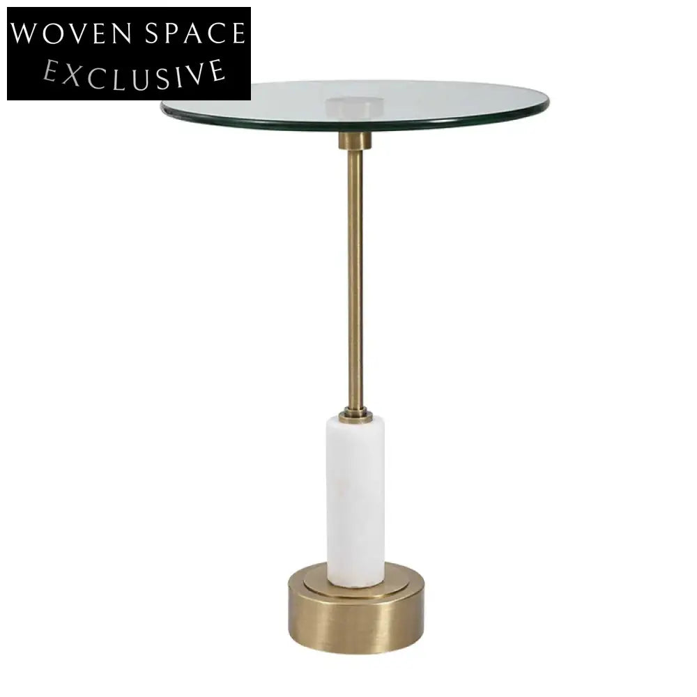 Elegant Round Tempered Glass Coffee Table with Marble Stone Base