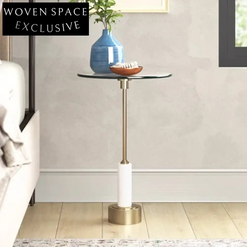 Elegant Round Tempered Glass Coffee Table with Marble Stone Base