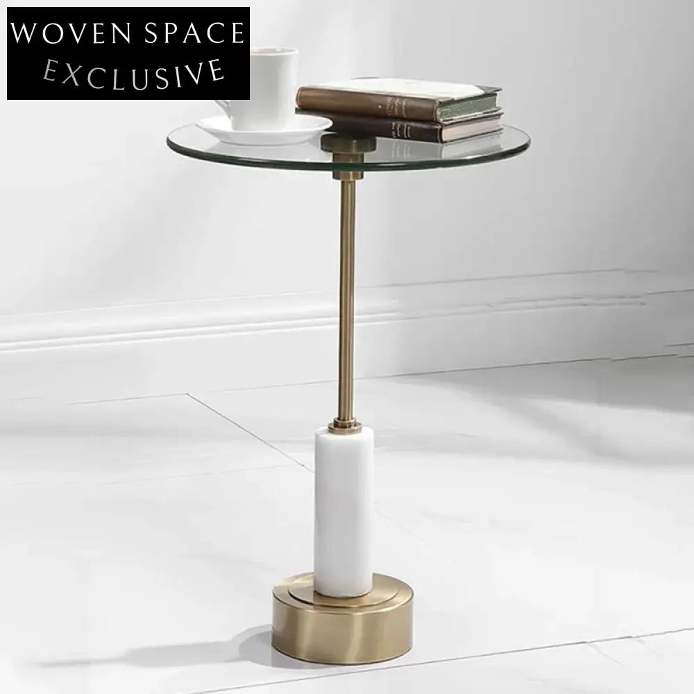 Elegant Round Tempered Glass Coffee Table with Marble Stone Base