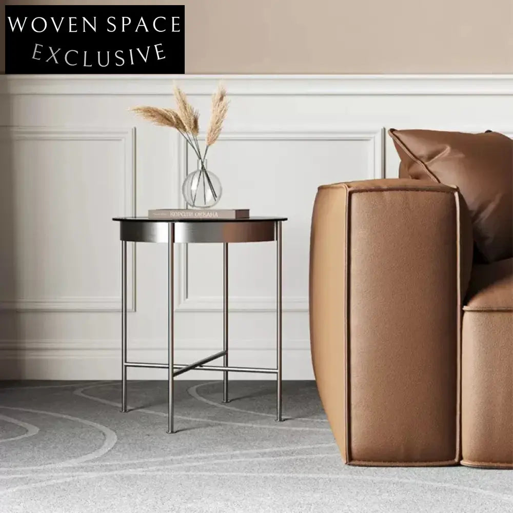 Elegant Round Tempered Glass Stainless Steel Base Modern Living Room Coffee Table