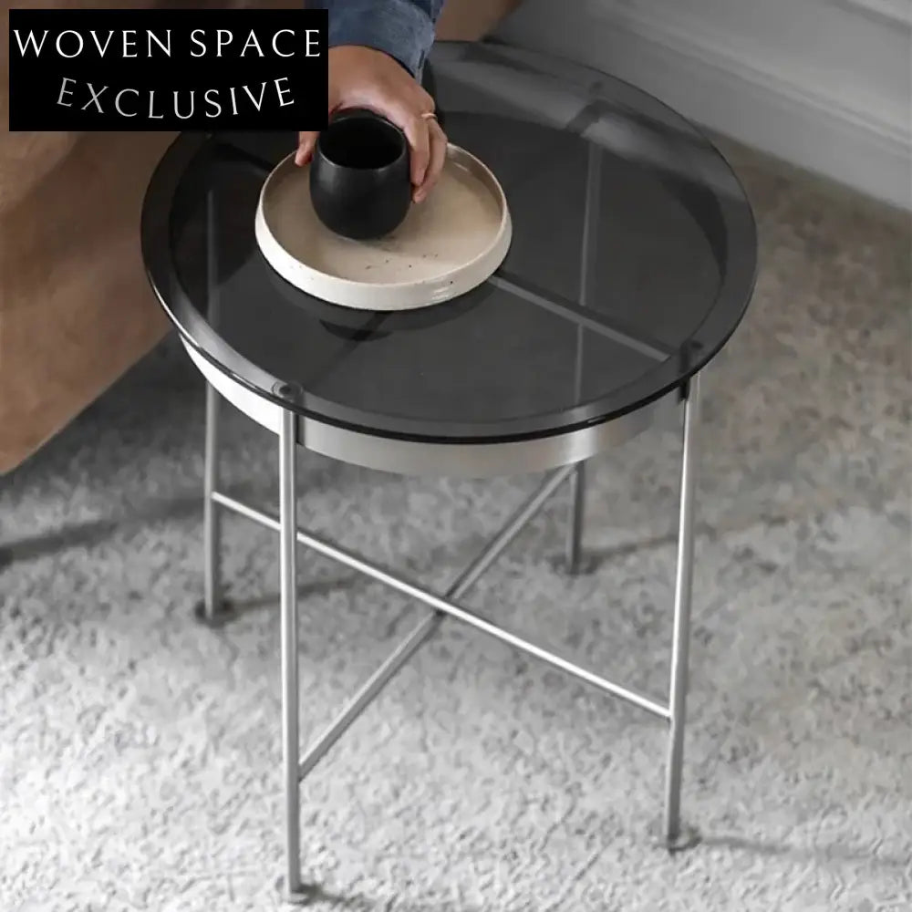 Elegant Round Tempered Glass Stainless Steel Base Modern Living Room Coffee Table