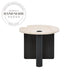 Elegant Round Travertine Marble and Solid Wood Accent Side Table