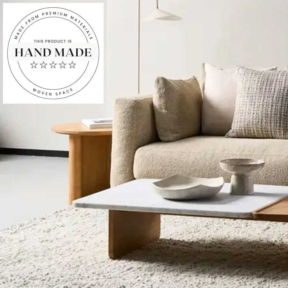 Elegant Round Travertine Marble and Solid Wood Accent Side Table