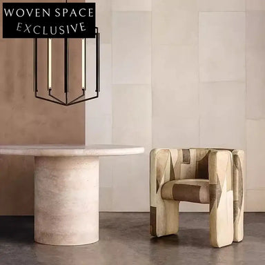 Elegant Round Travertine Natural Marble Dining Table for Luxury Homes