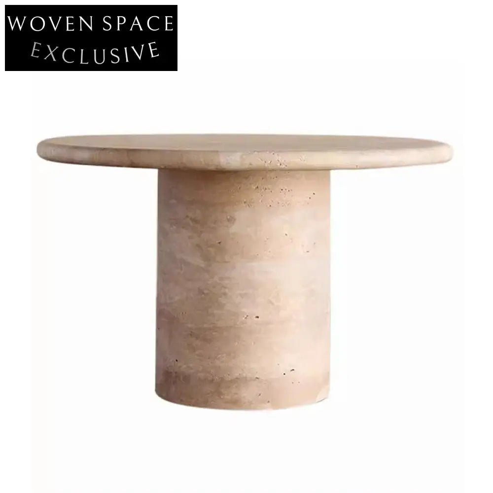 Elegant Round Travertine Natural Marble Dining Table for Luxury Homes