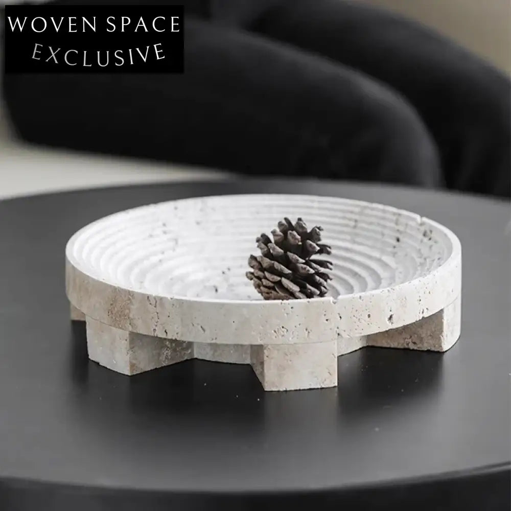 Elegant Round Travertine Serving Tray for Home Decor and Entertaining