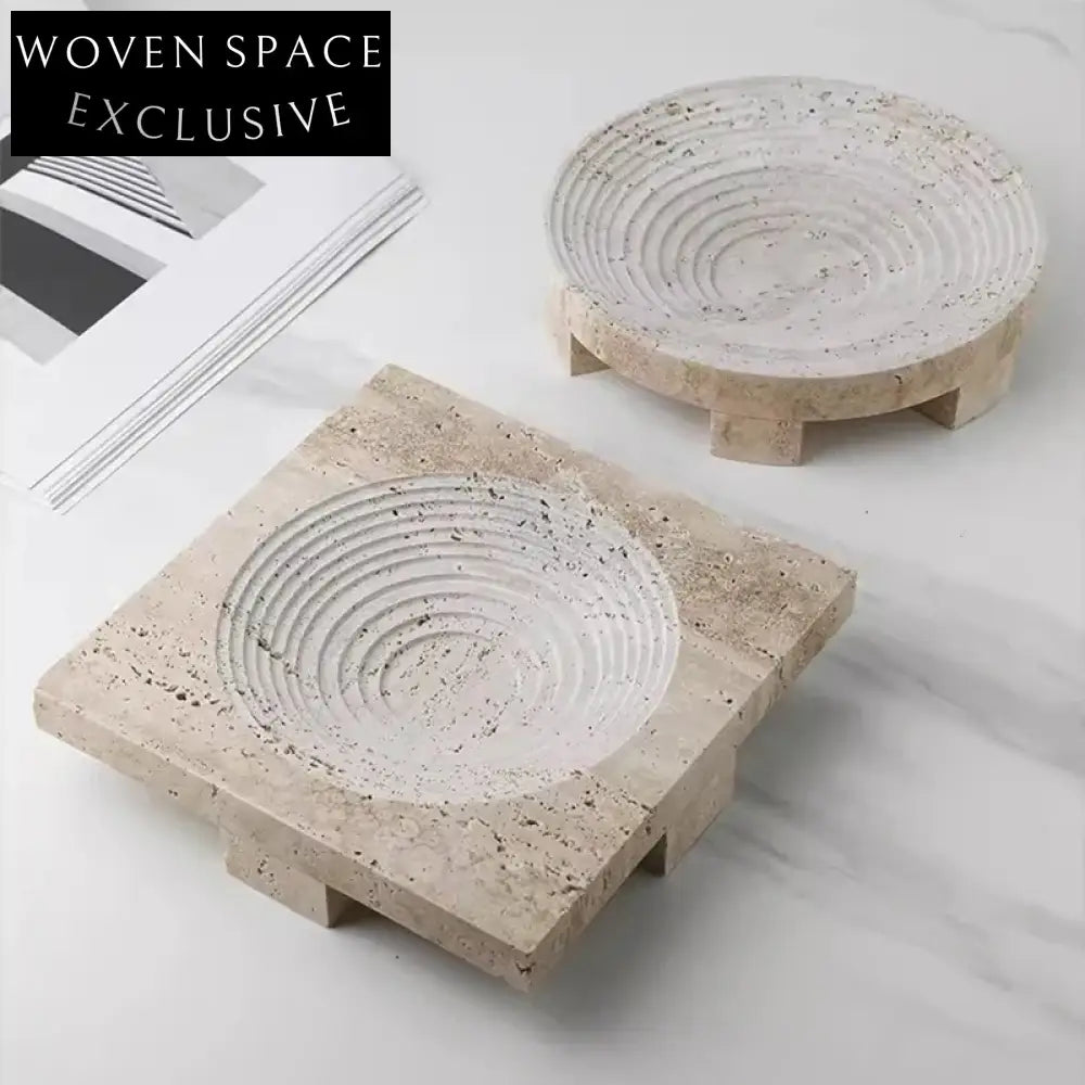 Elegant Round Travertine Serving Tray for Home Decor and Entertaining
