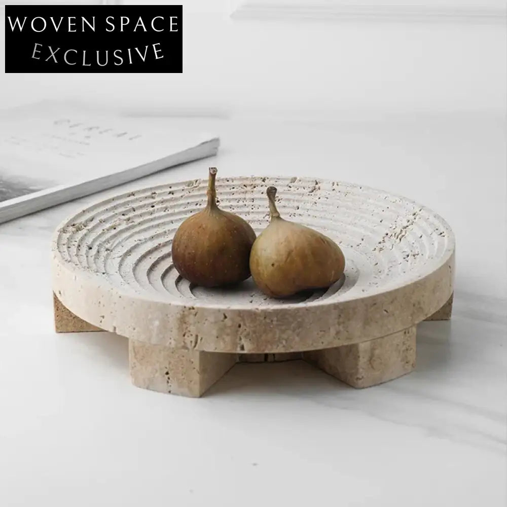 Elegant Round Travertine Serving Tray for Home Decor and Entertaining