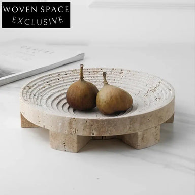 Elegant Round Travertine Serving Tray for Home Decor and Entertaining