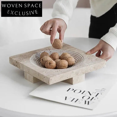 Elegant Round Travertine Serving Tray for Home Decor and Entertaining