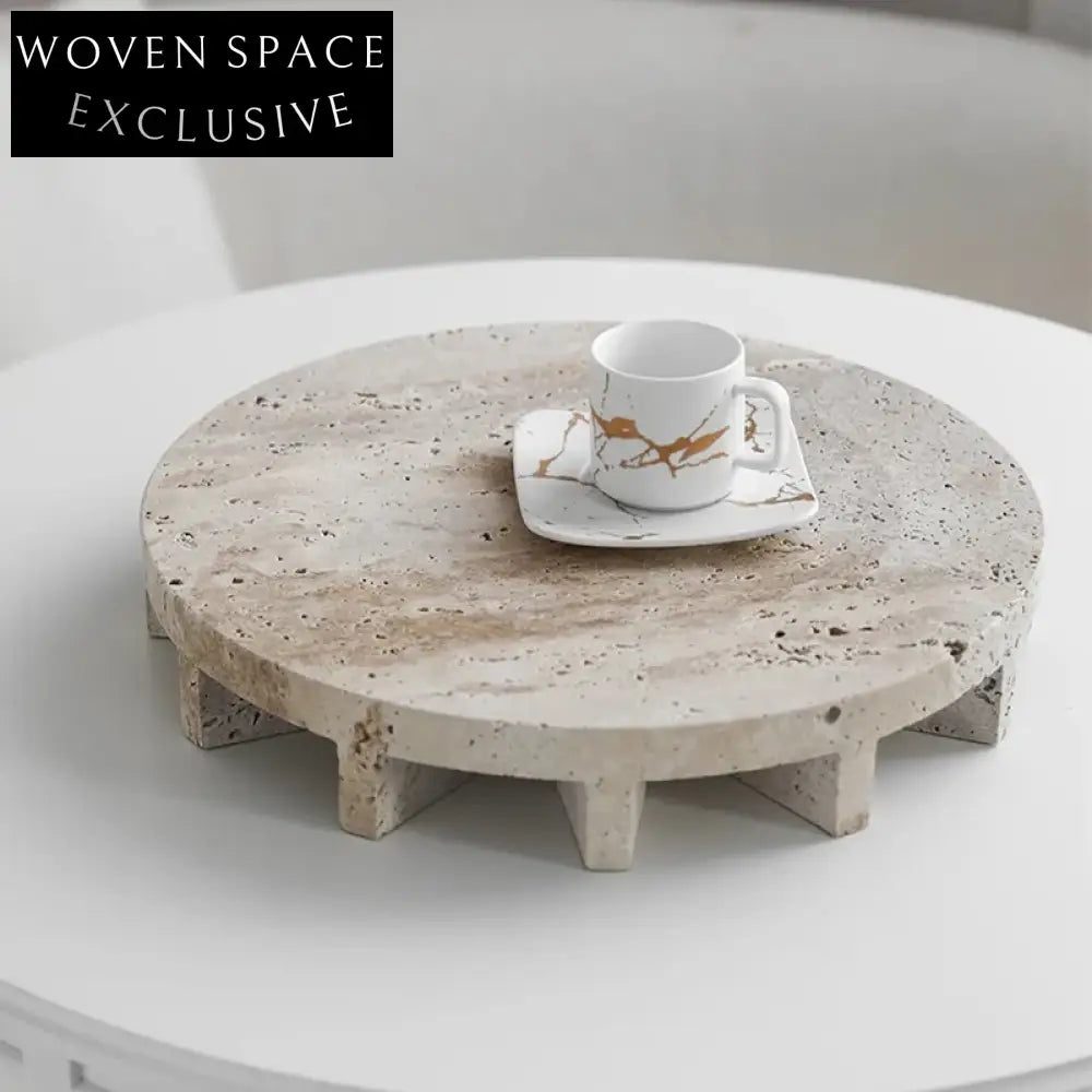 Elegant Round Travertine Serving Tray for Home Decor and Entertaining