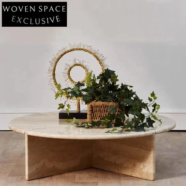 Elegant Round Travertine Stone Wabi Sabi Natural Marble Coffee Table for Modern Homes