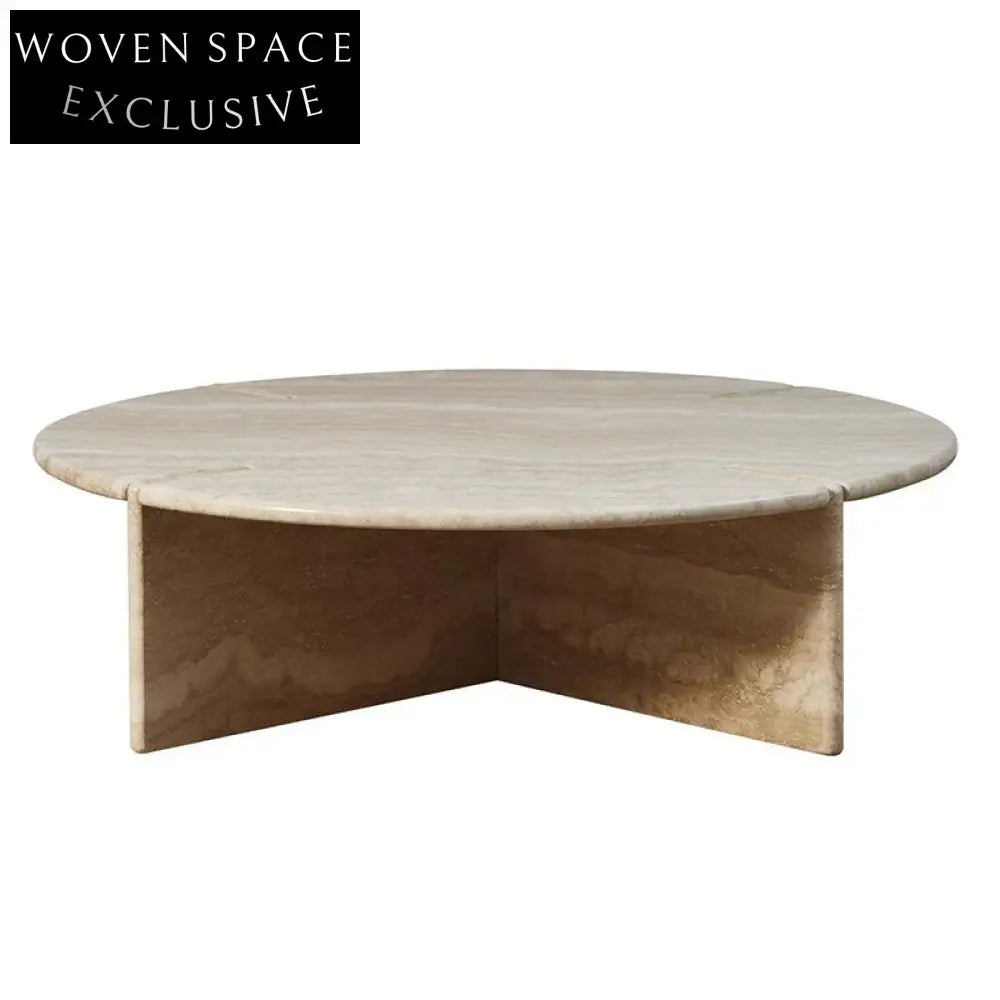 Elegant Round Travertine Stone Wabi Sabi Natural Marble Coffee Table for Modern Homes