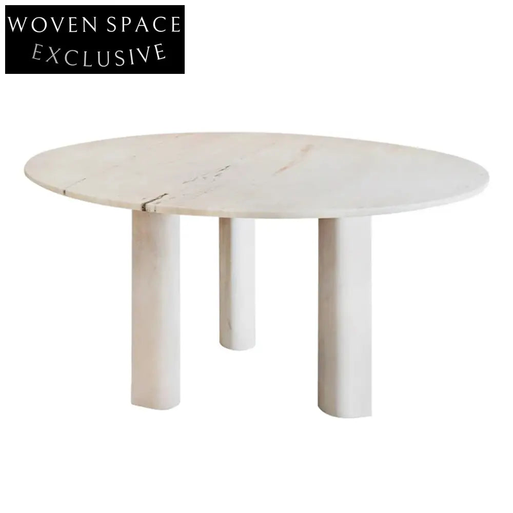 Elegant Round White Marble Natural Stone Dining Table for Modern Dining Rooms