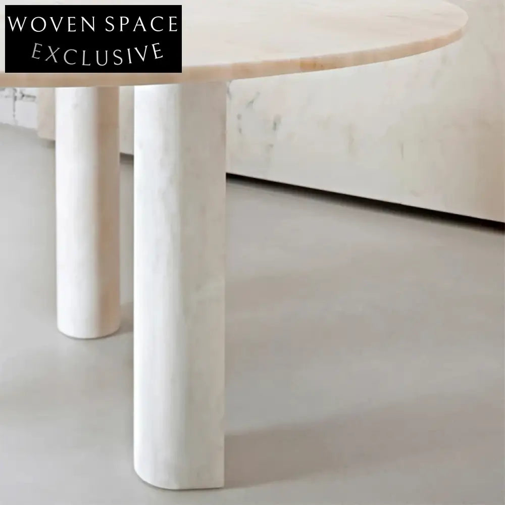 Elegant Round White Marble Natural Stone Dining Table for Modern Dining Rooms