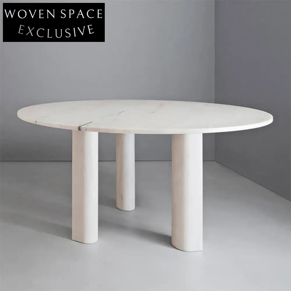 Elegant Round White Marble Natural Stone Dining Table for Modern Dining Rooms