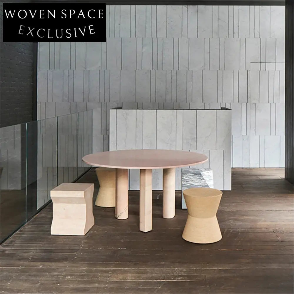 Elegant Round White Marble Natural Stone Dining Table for Modern Dining Rooms