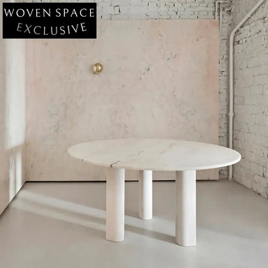 Elegant Round White Marble Natural Stone Dining Table for Modern Dining Rooms