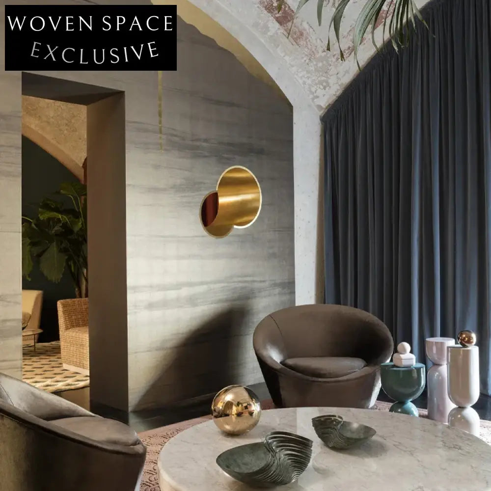 Elegant Round White Marble Top Coffee Table with Gold Metal Base