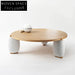 Elegant Round Wood Coffee Table with Fabric Legs, Modern Natural Finish Table