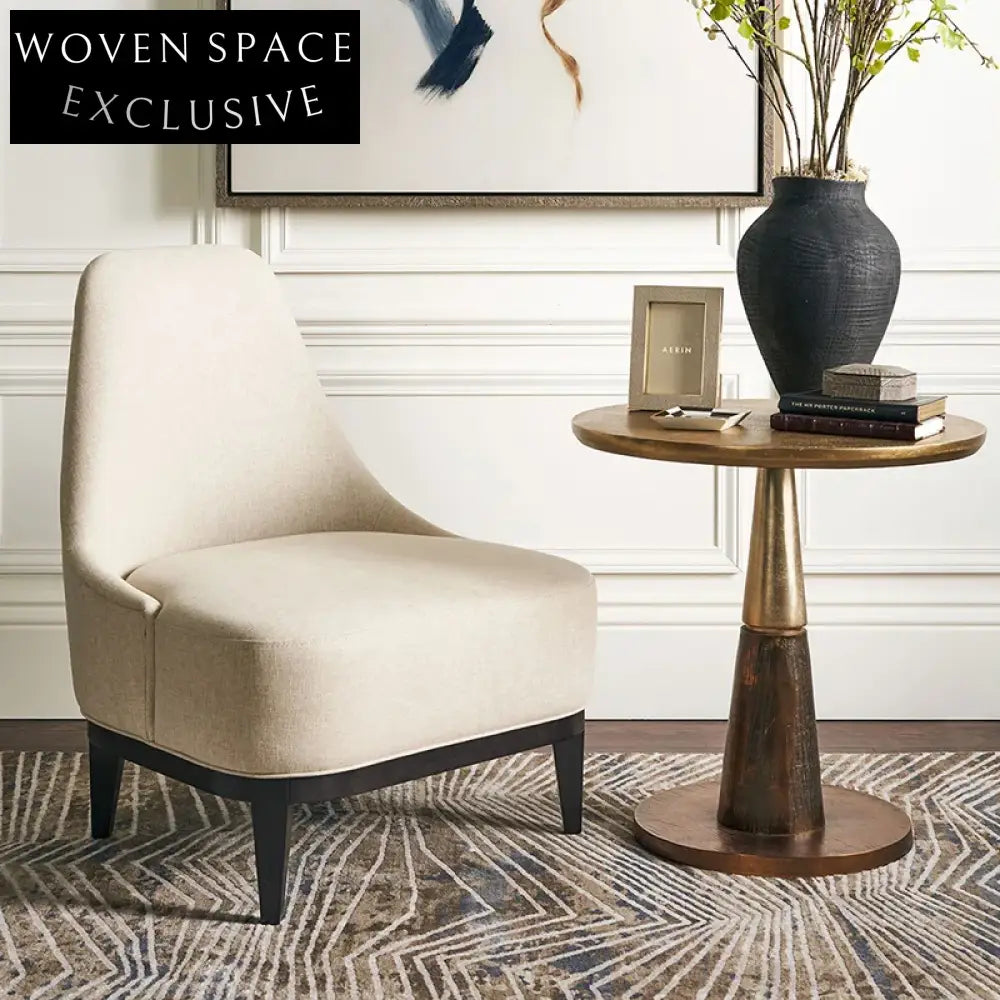 Elegant Round Wood Gold Top Sofa Side Accent Coffee Table