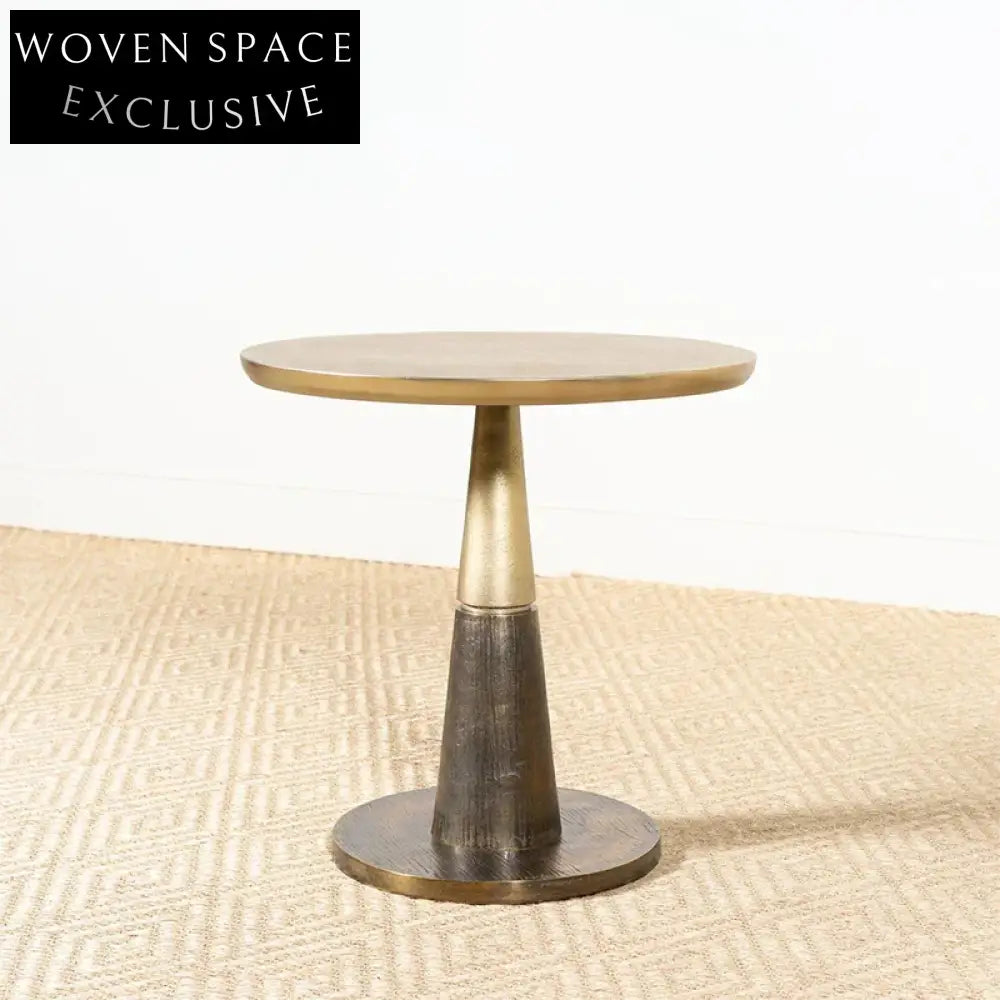 Elegant Round Wood Gold Top Sofa Side Accent Coffee Table