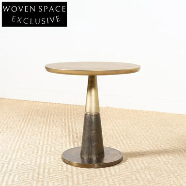 Elegant Round Wood Gold Top Sofa Side Accent Coffee Table