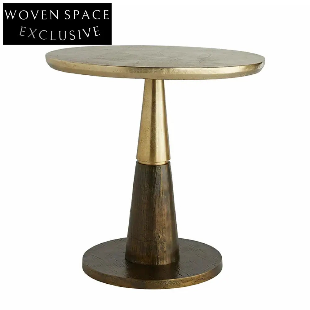 Elegant Round Wood Gold Top Sofa Side Accent Coffee Table
