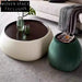 Elegant Round Wood Top Leather Coffee Table with Hidden Storage