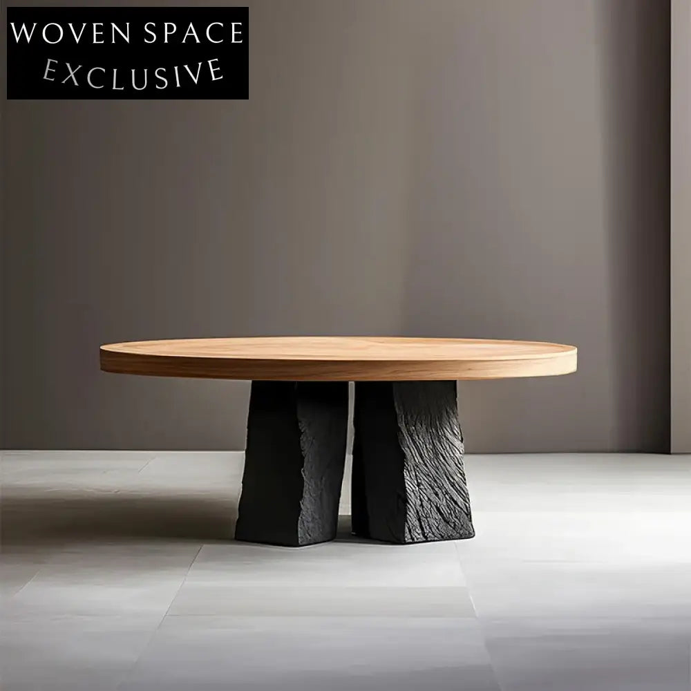 Elegant Round Wooden Coffee Table Set with Durable Base for Living Room