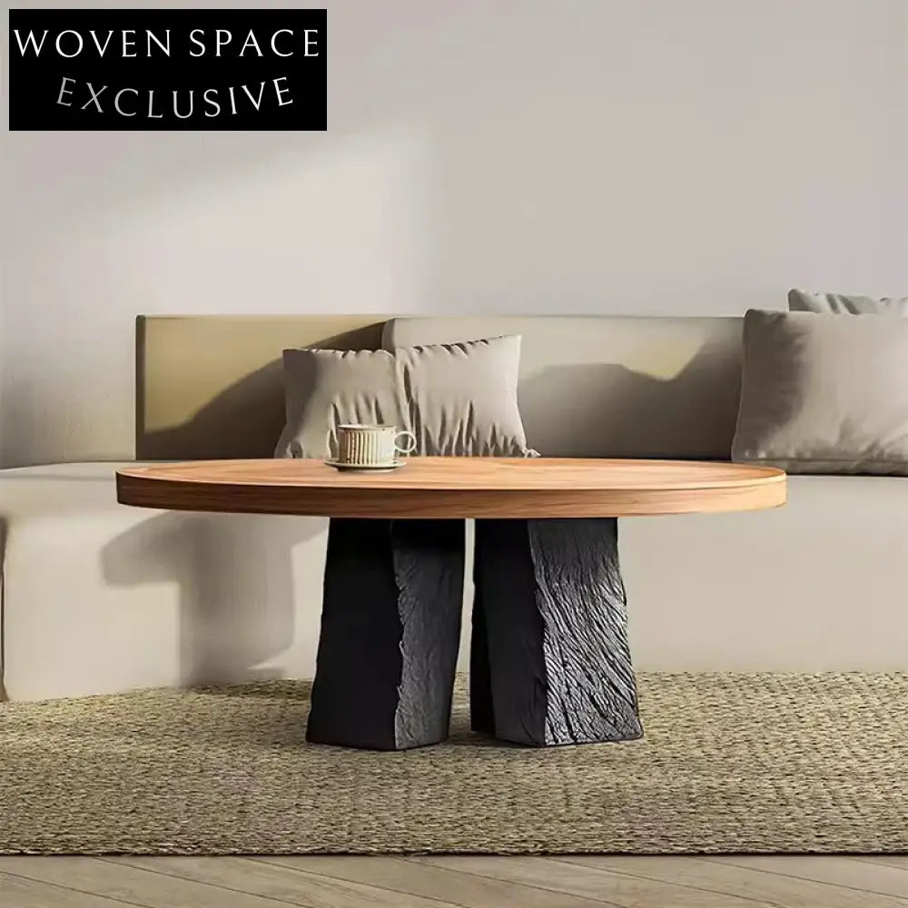 Elegant Round Wooden Coffee Table Set with Durable Base for Living Room